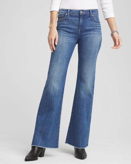 Petite Girlfriend Frayed Flared Jeans - Chico's
