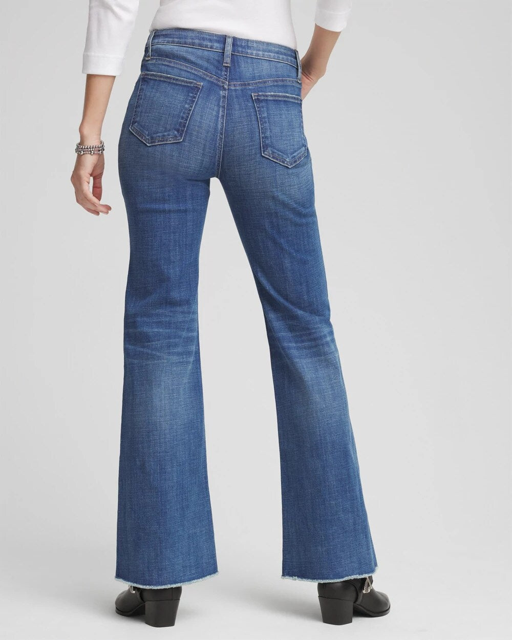 Petite Girlfriend Frayed Flared Jeans - Chico's