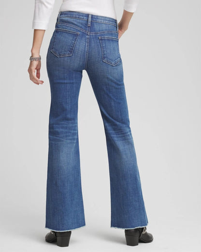 Petite Girlfriend Frayed Flared Jeans - Chico's