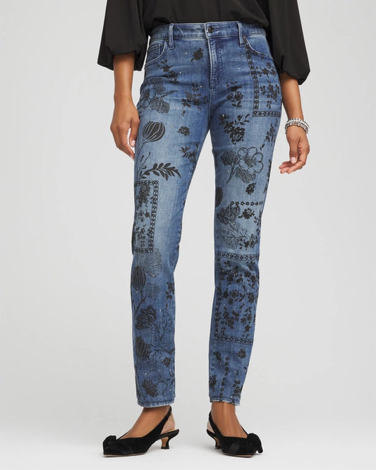 Petite Mixed-Media Girlfriend Slim Ankle Jeans - Chico's