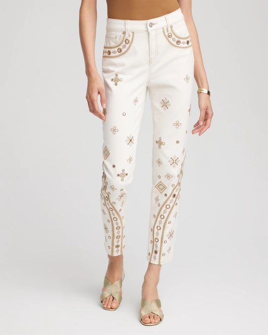 Petite Embellished Girlfriend Slim Ankle Jeans - Chico's