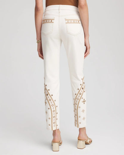 Petite Embellished Girlfriend Slim Ankle Jeans - Chico's