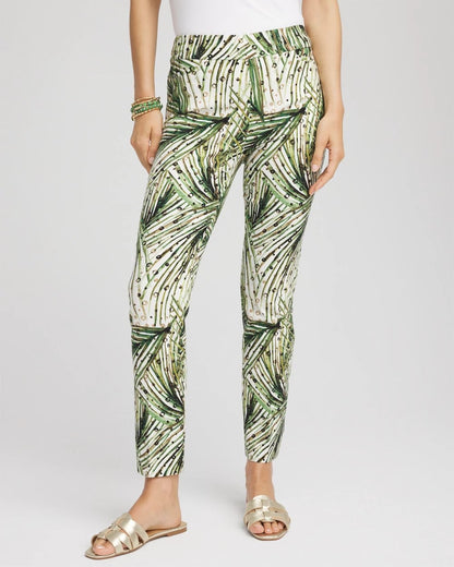 Brigitte™ Slim Ankle Palm-Print Pants - Chico's