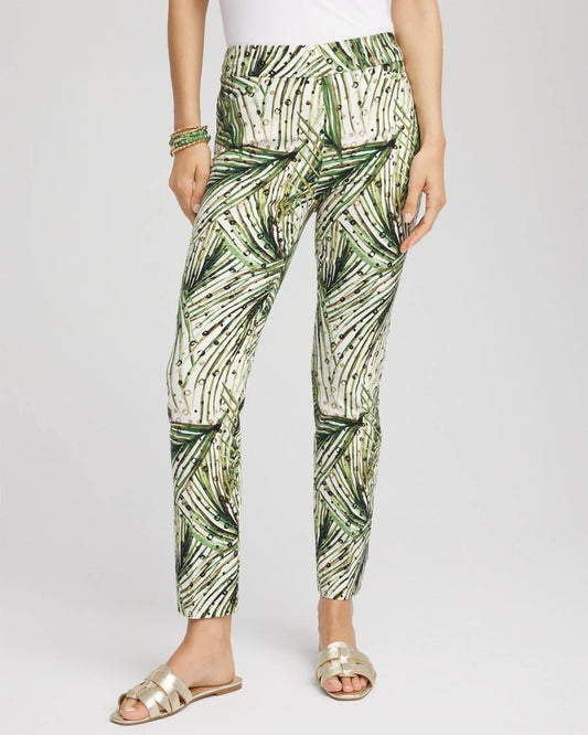 Brigitte™ Slim Ankle Palm-Print Pants - Chico's