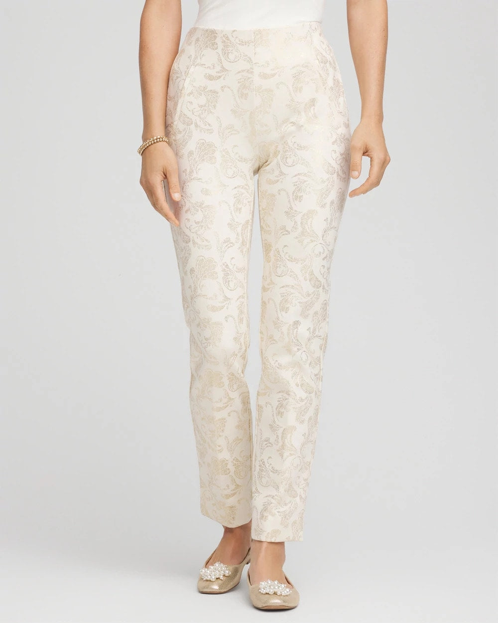 Juliet Golden Foiled Slim Ankle Pants - Chico's