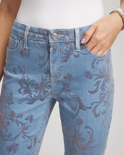 Girlfriend Slim Ankle Flocked Jeans - Chico's