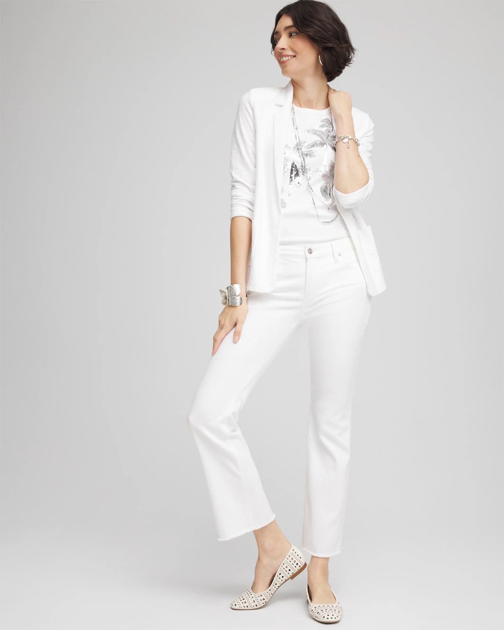No-Stain Girlfriend Frayed Flared Jeans - Chico's