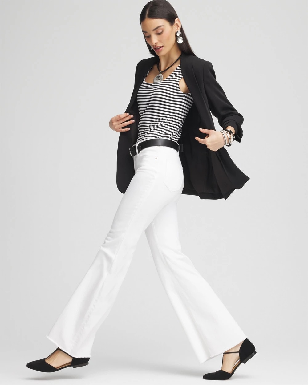 Girlfriend No Stain Frayed Flared Jeans - Chico's