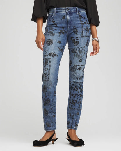 Mixed-Media Girlfriend Slim Ankle Jeans - Chico's
