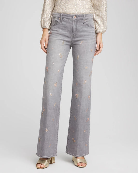Rose Gold Embellished Girlfriend Flared Jeans - Chico's